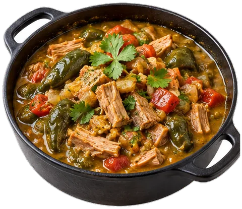 Slow Cooker Green Chili Pork Stew with its ingredients
