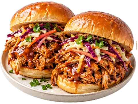Slow Cooker Pulled Chicken Sandwiches with its ingredients