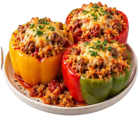 Slow Cooker Stuffed Peppers with its ingredients