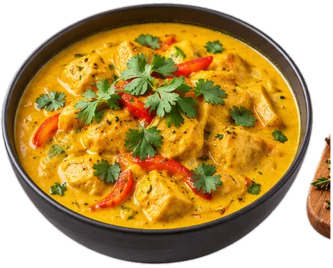 Slow Cooker Yellow Chicken Curry with its ingredients