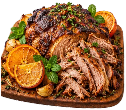 Slow Roasted Pork Shoulder with its ingredients