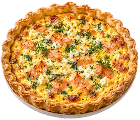 Smoked Salmon Quiche with its ingredients