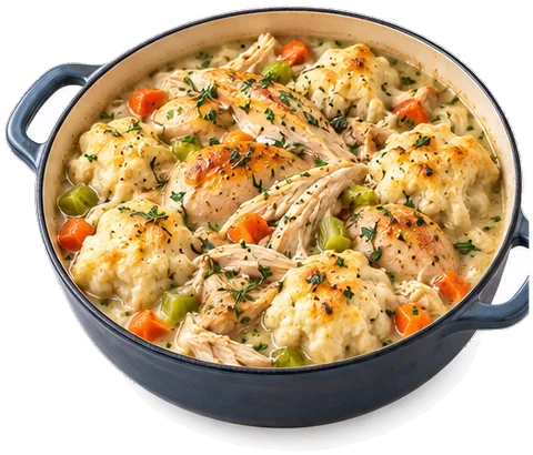 Southern Chicken and Dumplings with its ingredients