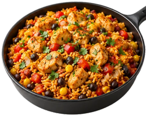 Southwest Chicken and Rice with its ingredients