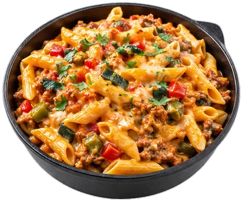 Southwestern Chili Con Queso Pasta with its ingredients