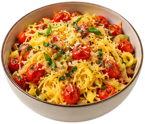 Spaghetti Squash with Tomatoes with its ingredients
