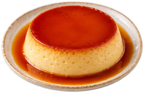 Spanish Caramel Flan with its ingredients