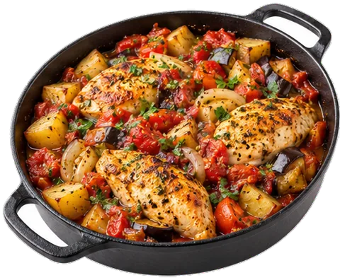 Spanish Chicken and Potatoes with its ingredients