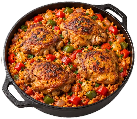 Spanish Chicken and Rice with its ingredients