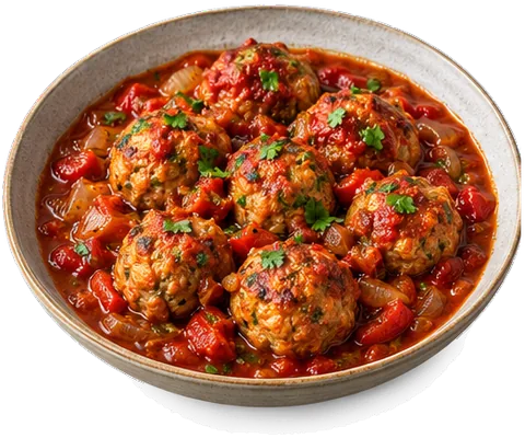 Spanish Meatballs with its ingredients