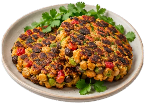 Spicy Chickpea Veggie Burgers with its ingredients