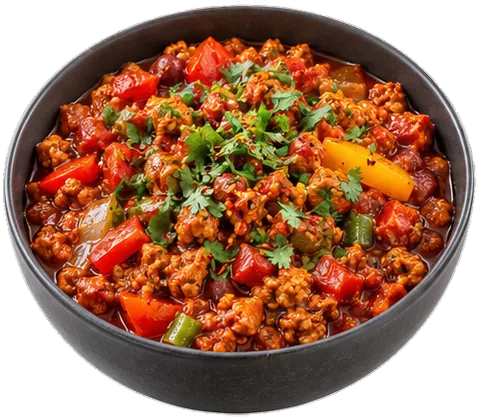 Spicy Harissa Turkey Chili with its ingredients