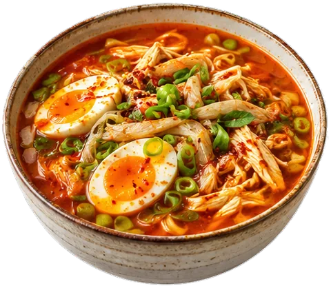 Spicy Korean Chicken Soup with its ingredients
