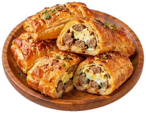 Spicy Mustard Sausage Pastries with its ingredients