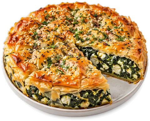 Spinach Feta Phyllo Pie with its ingredients