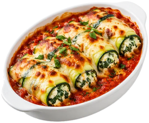 Spinach Ricotta Zucchini Cannelloni with its ingredients