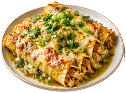 Stacked Breakfast Enchiladas with its ingredients