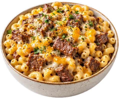 Steak Cheddar Macaroni with its ingredients