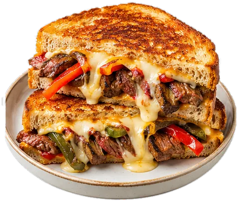 Steak Fajita Grilled Cheese with its ingredients