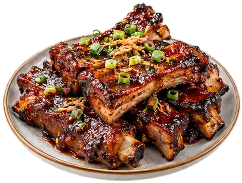 Sticky Chinese BBQ Pork Ribs with its ingredients