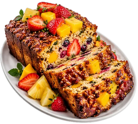 Strawberry Mango Molasses Loaf with its ingredients
