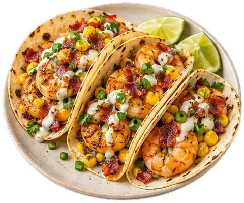 Street-Style Shrimp Tacos with its ingredients
