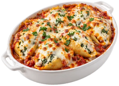 Stuffed Pasta Shells with its ingredients