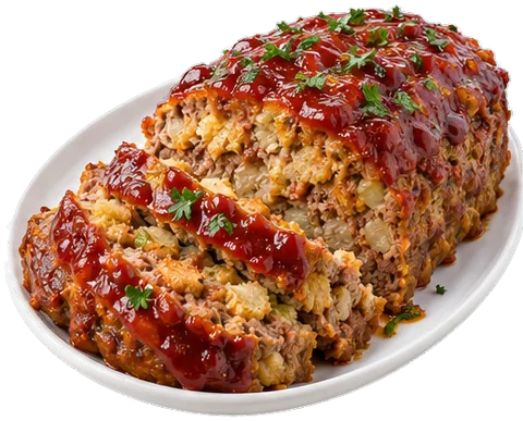 Stuffing Meatloaf with ground beef with its ingredients