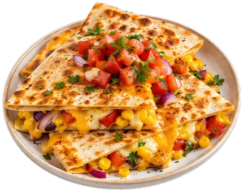 Summer Harvest Cheddar Quesadilla with its ingredients