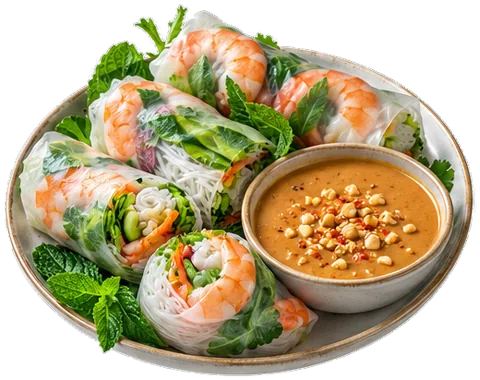 Summer Rolls with Peanut Sauce with its ingredients