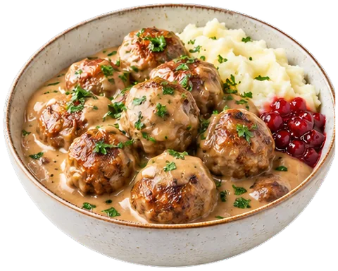 Swedish Meatballs with ground beef with its ingredients