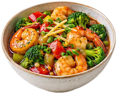 Sweet and Sour Shrimp with Broccoli with its ingredients