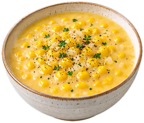 Sweet Corn Cream Soup with its ingredients