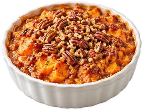 Sweet Potato Pecan Casserole with its ingredients