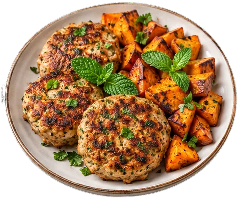Sweet Potato Turkey Patties with its ingredients