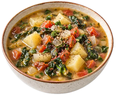 Swiss Chard Potato Soup with its ingredients