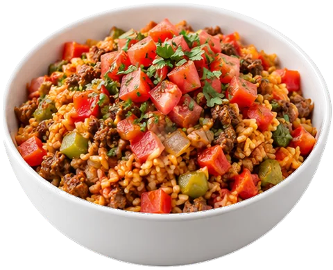Taco Rice with its ingredients