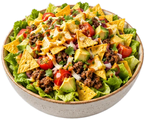 Taco Salad with its ingredients