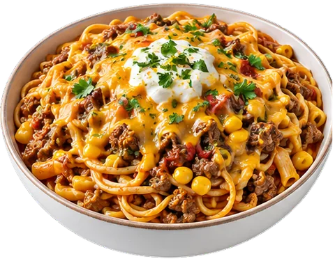 Taco Spaghetti with its ingredients
