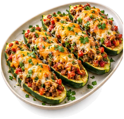 Taco Stuffed Zucchini Boats with its ingredients