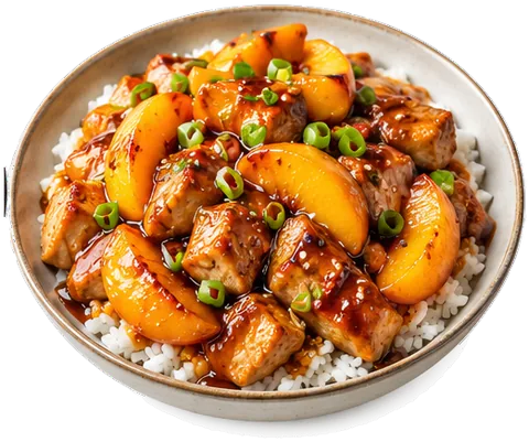Teriyaki Chicken with Peaches with its ingredients