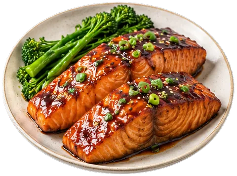 Teriyaki Salmon with its ingredients