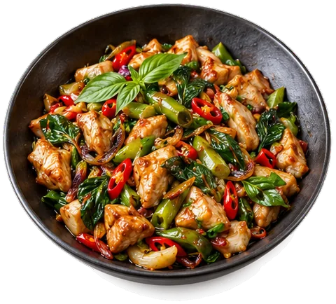 Thai Basil Chicken Stir-Fry with its ingredients