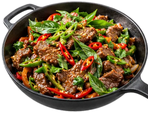 Thai Beef Stir-Fry with its ingredients
