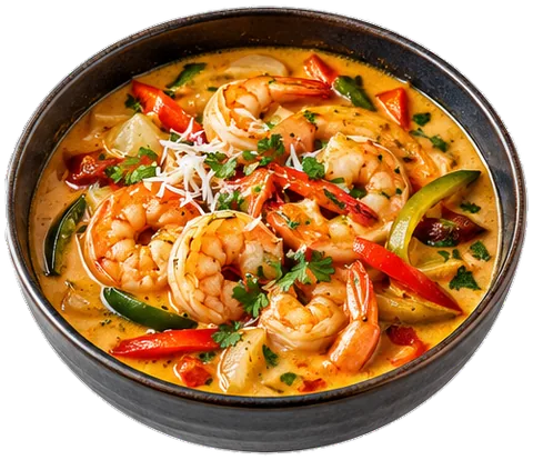 Thai Coconut Shrimp Curry with its ingredients