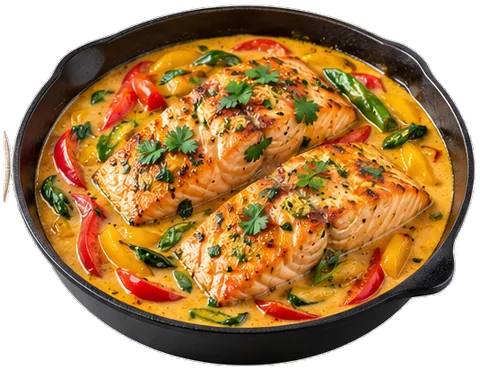 Thai Curry Salmon with its ingredients