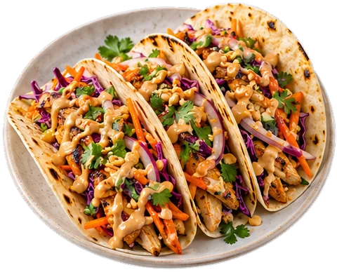 Thai Peanut Chicken Tacos with its ingredients