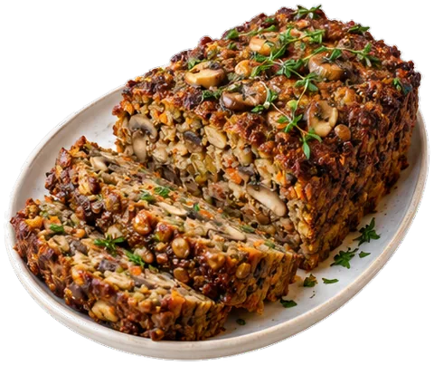 Vegetable Lentil Loaf with its ingredients