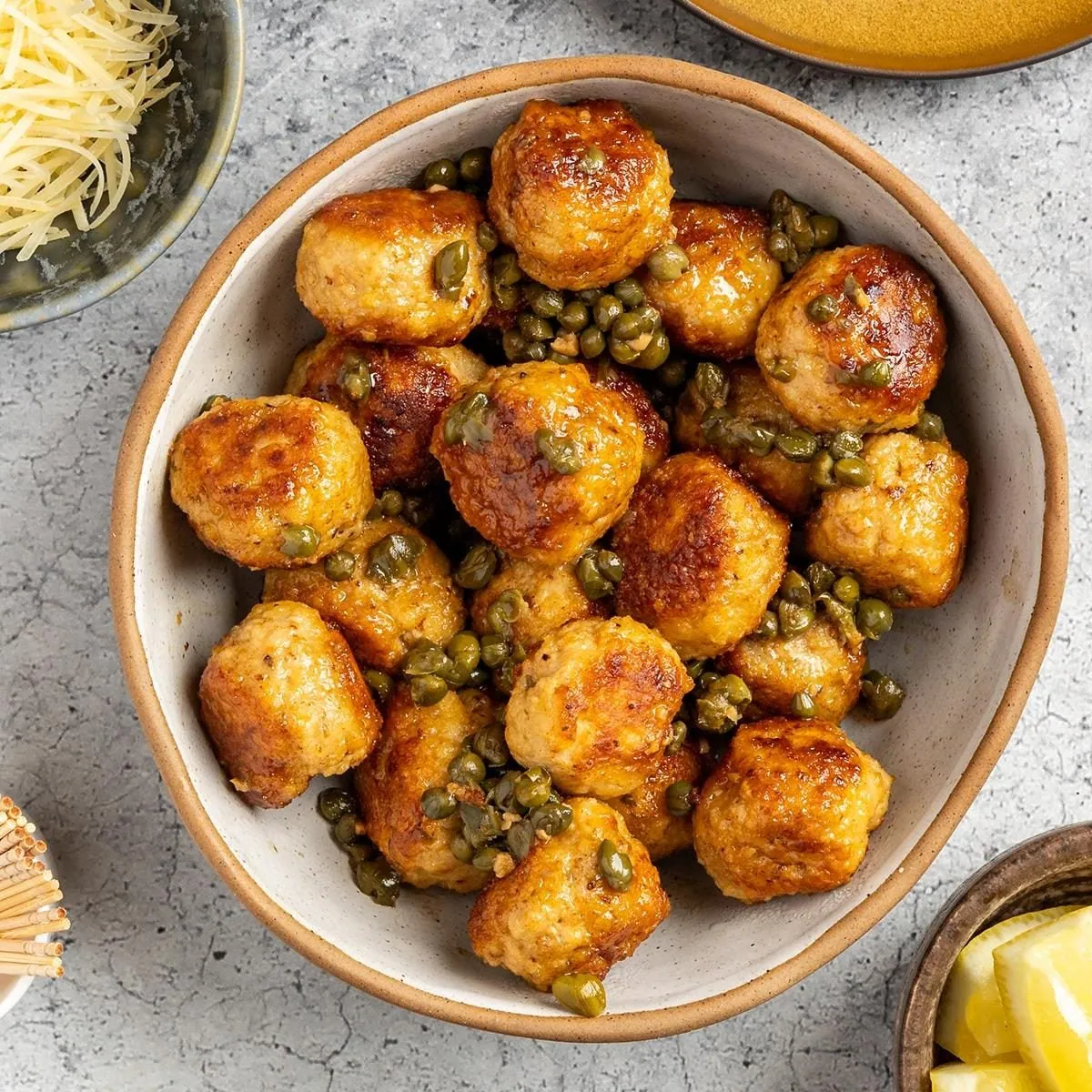 Chicken Piccata Meatballs with capers