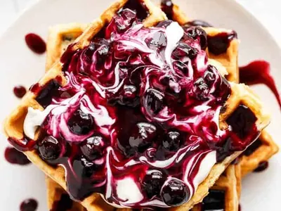 Blueberry Lemon Cheesecake Waffles